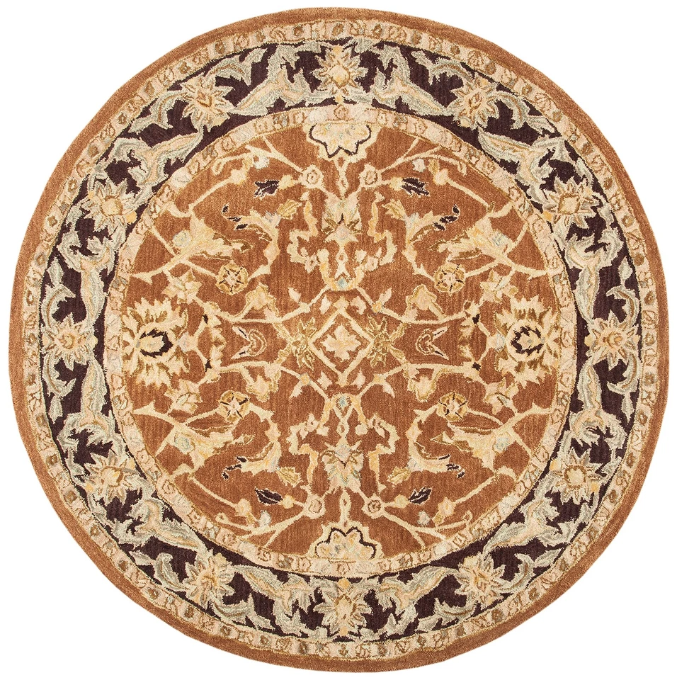 Alfombra Colección Anatolia - 6' Redonda, Marrón y Ciruela, Hecha a Mano Tradicional O... Foto 2 de 4