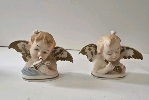 Atlas Japan Porcelain Cherub Angel Figurines Handpainted Porcelain READ - Picture 1 of 14