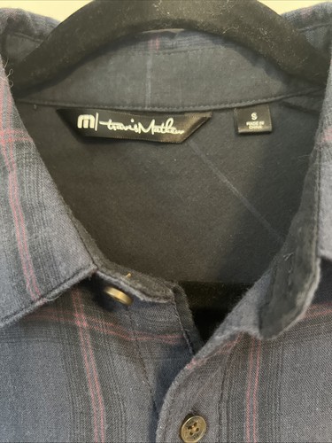 Travis Mathew Men's Long Sleeve Button-Up Blue Plaid Size S - Picture 3 of 4