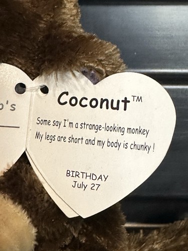 TY Beanie Boos Monkey Coconut Plush 6" Brow Purple Stuffed Animal 2015 - Picture 2 of 3