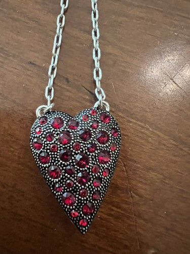 New Brighton Red Glisten Heart Reversible Necklace Retail $78