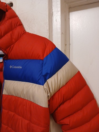 Columbia Goose Down Puffer Jacket Youth XL 18-20 Red Winter Full Zip Hooded Coat - Picture 7 of 20