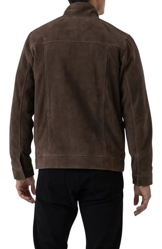 Men's Glen Massey Suede Jacket Classic Jacket Brown Lambskin Leather Coat - Picture 2 of 6