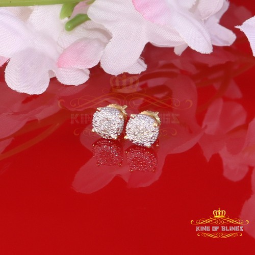 0.05ct Real Diamond 925 Sterling Silver Yellow For Men's & Women's Round Earring - Picture 5 of 12