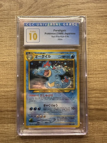 CGC 10 PRISTINE Feraligatr No. 160 Neo Premium File Holo 1999 Japanese Graded