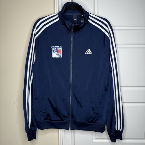 New York Rangers Adidas Track Jacket Men's Medium Navy Fleece Full Zip NHL
