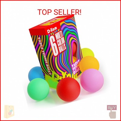 D-Xam 6 Pack Colored Ping Pong Balls 40mm Table Tennis Ball, Plastic Ping Pong B