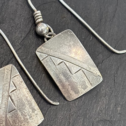 Howard Sice Hopi Sterlingsilber strukturiert abstrakt Vintage Ohrhänger 1e - Bild 4 von 9