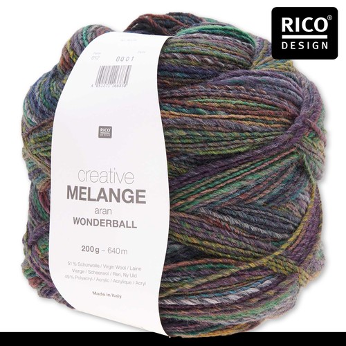 Rico Design 200g Creative Melange Wonderball Wolle Stricken Häkeln 25 Farben - Picture 23 of 61