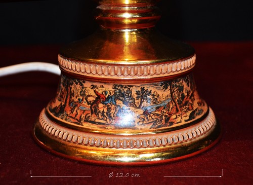 Vintage Italian 1950 3 Arm Porcelain handmade Table Lamp Hunting by C Florentine - Picture 4 of 17