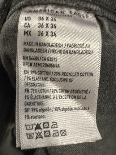 AMERICAN EAGLE MENS GREY JEANS AIRFLEX + 36x34 ATHLETIC STRETCH DENIM Pant - Bild 8 von 8
