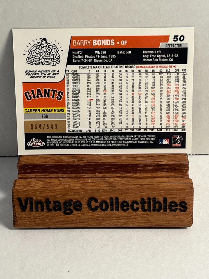 2006 Topps Chrome Barry Bonds Black Refractor Numbered /549 Card #50 CLEAN - Image 2 of 2