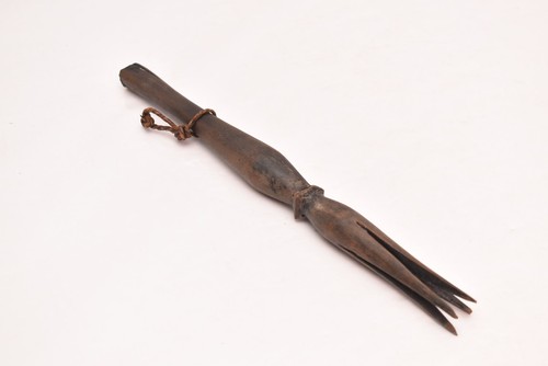 Rare Handmade Wood Cannibal Fork from the Fiji Islands Fijian Polynesian 12" - Picture 12 of 12