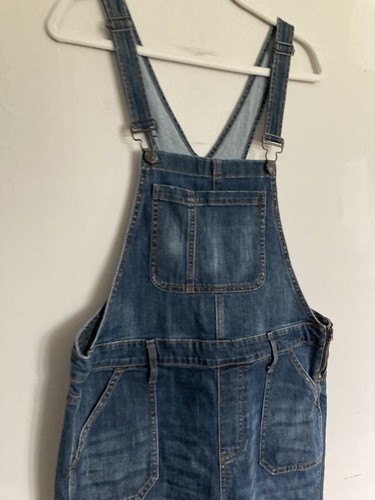 Gap Outlet Denim Overalls LARGE Women Slim Fit Boho Classic Dark Wash - Picture 2 of 9