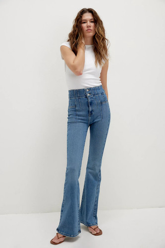 Free People Jayde Flare Jeans Womens 27 Blue High Rise Boho We The Free - Picture 3 of 13