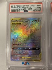 Pokemon Reshiram & Charizard GX Unbroken Bonds Full Art #217 PSA 9