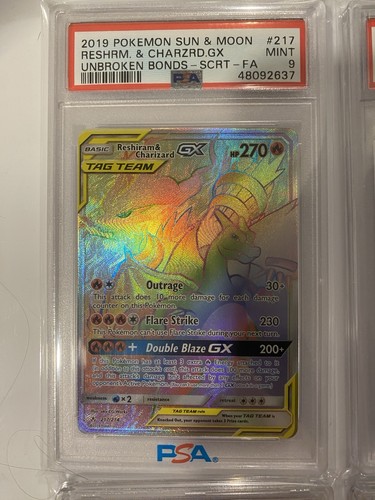 Pokemon Reshiram & Charizard GX Unbroken Bonds Full Art #217 PSA 9 - Picture 1 of 1