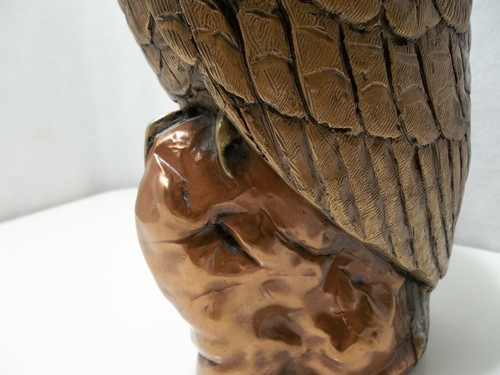 1985 David Chesney Studios Owl statue clad bronze copper silver brass signed - Imagen 9 de 16