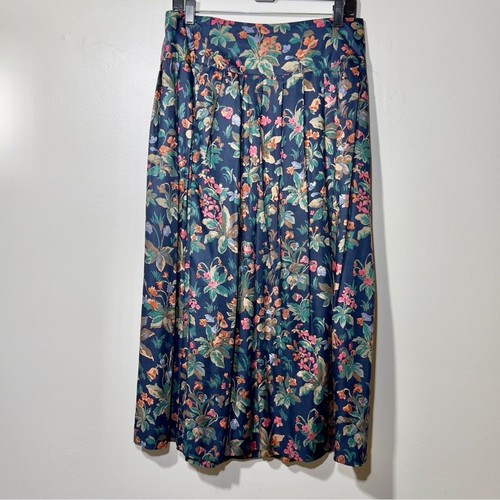 Vintage Herman Geist Floral Skirt Women Size 14 Pleated Cottagecore Holiday Fall - Picture 2 of 8