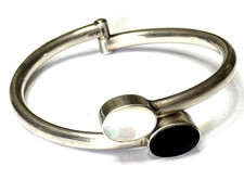 Unikat: Armreif 925 Sterlingsilber Onyx Perlmutt