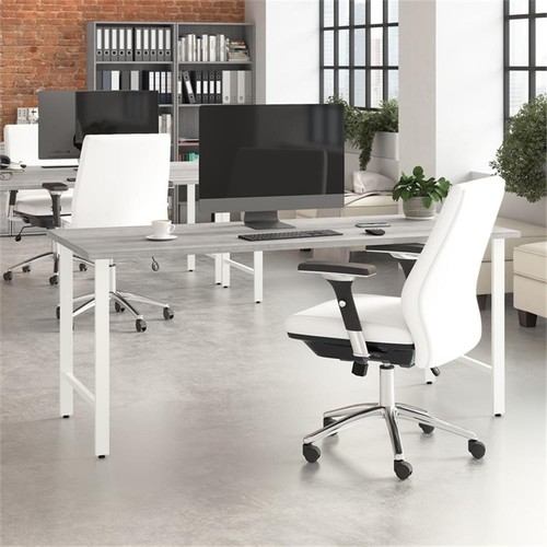 Pemberly Row 72W Computer Desk w/ Metal Legs in Platinum Gray - Engineered Wood - Picture 3 of 9