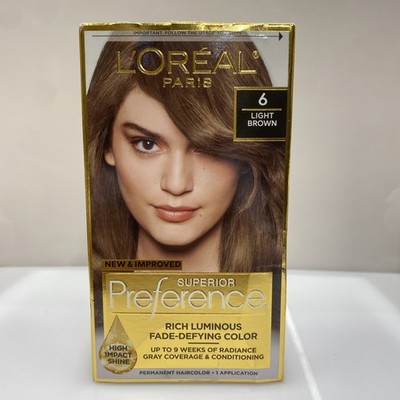 L'Oreal Paris Superior Preference Permanent Hair Color 6.5oz, 6 -Light Brown