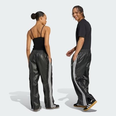 adidas x Jeremy Scott Wide-Leg Faux Leather Pants Black JY2015