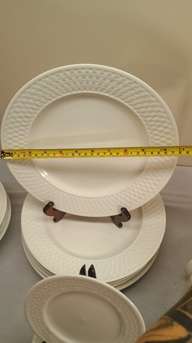 Oneida Wicker Basketweave Dinner Set For 4-6 People White (27pcs) Plates Bowls - Picture 6 of 8