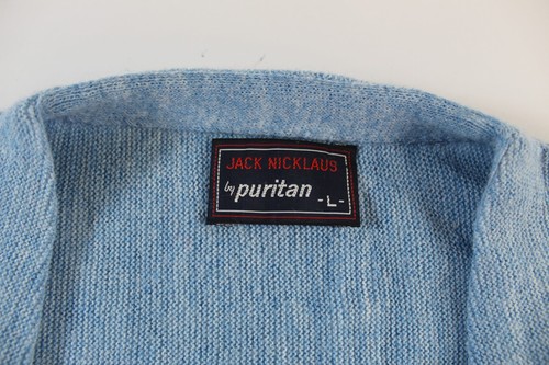 NEW Vintage Jack Nicklaus Puritan Cardigan Sweater Large Blue Bear Logo Acrylic - Picture 5 of 11