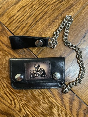 Genuine Leather Deer Chain Wallet USA Made | Biker Trucker Chain Wallet Men