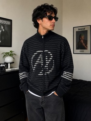 Armani Exchange AX Cashmere Blend Zip Sweater Cardigan L Y2K Grunge Streetwear