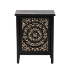 FUIN Mid-Century Fully Assembled 2-Drawer Nightstand in Black