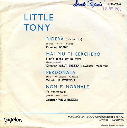 Little Tony - Riderà (7") Near Mint (NM or M-) / Generic - Foto 2 di 4