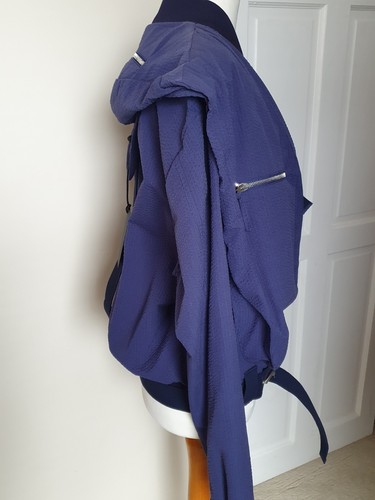 Jean Paul Gaultier Designer Womens Blue Bomber Jacket Size 48 Big Pockets - Picture 3 of 9