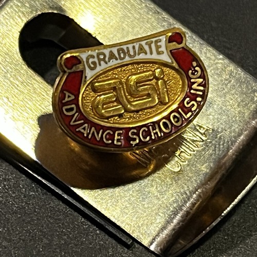 Cravatta spilla bavero smaltata tono oro laurea vintage ASI scuole avanzate Inc - Foto 2 di 3