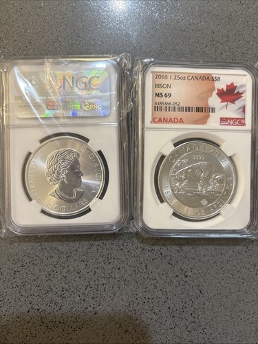 2016 Canada 1.25oz Silver Bison $8 Coin NGC MS69 beautiful proof looking beauty - Picture 2 of 3