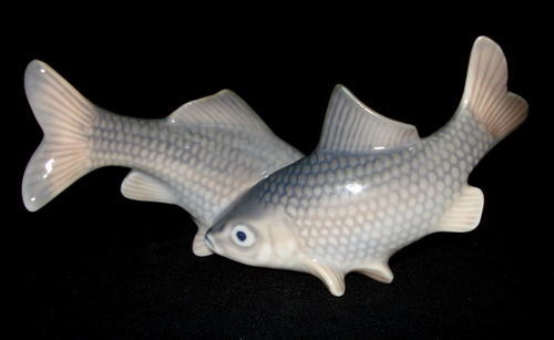 Vintage Royal Copenhagen Paar Elritzen Fische schwimmende Porzellan Figur # 2870 - Bild 2 von 9