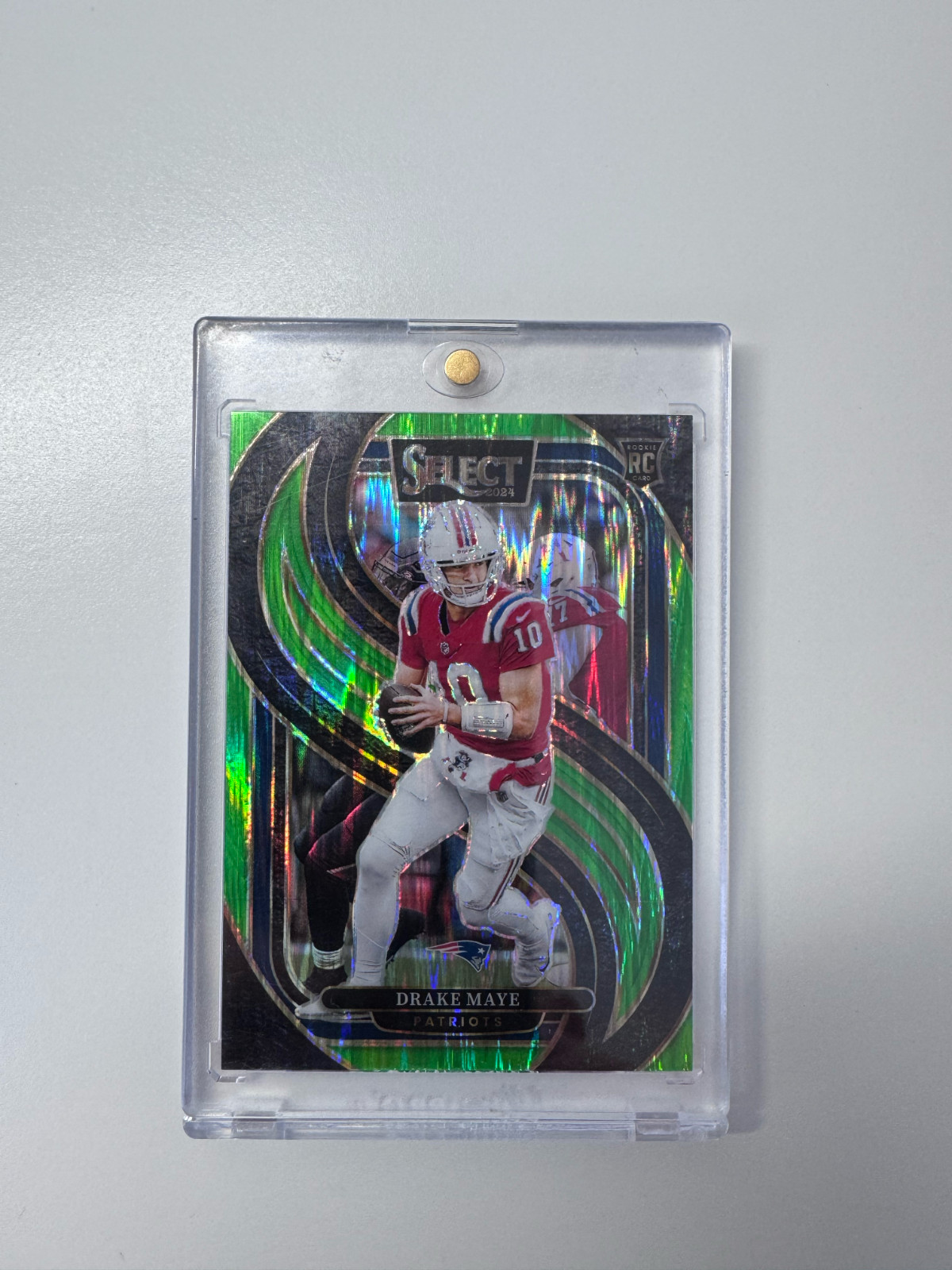 2024 Panini Select Drake Maye Premier Level Neon Green Shock /499