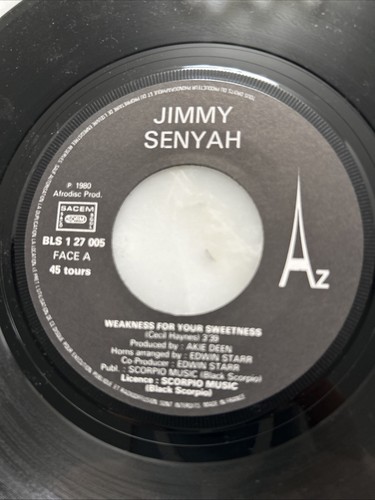 JIMMY SENYAH Weakness For Your Sweetness France 7” 1980 Disco Funk Dance- PS - Bild 3 von 4