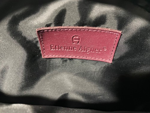 Vintage Etienne Aigner Burgund Ochsenblut Kosmetik Make-up Zip Tasche 1980er - Bild 4 von 6