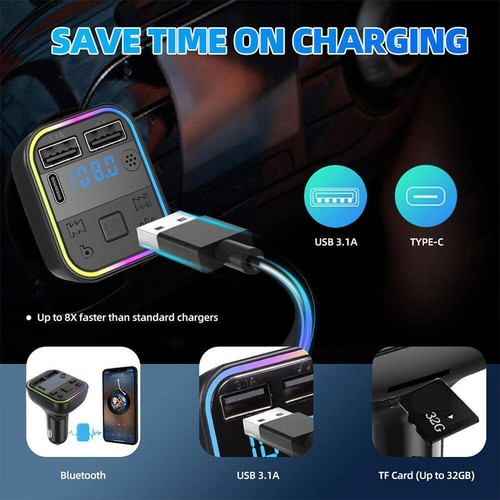 Handsfree Bluetooth FM Transmitter Car Kit Radio MP3 D8M5Best Charger N39C - Afbeelding 3 van 9