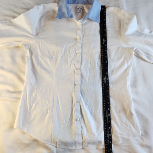 Brooks Brothers White Fitted Oxford Shirt Womens 10 Blue Collar Cuffs Cotton - Picture 6 of 6