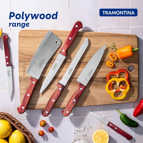 TRAMONTINA Wood Handle Bread Knife Polywood 30cm Red Dishwasher safe 21125/177 - Picture 6 of 7