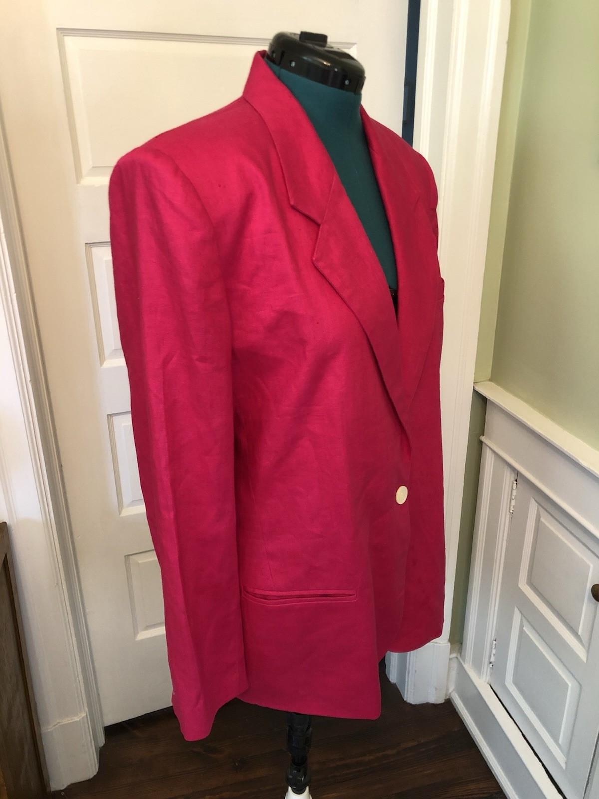 Talbots 100% Linen Fuchsia Unstructured Blazer, S… - image 2