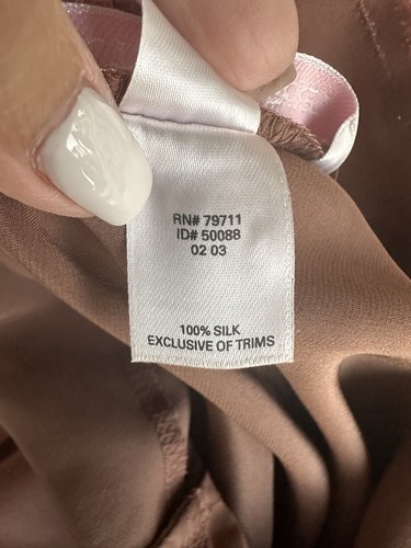 Vtg Y2k Victoria's Secret 100% Silk Cocoa/pink Lace Midi Slip Dress Sz S Whimsy - Picture 18 of 19