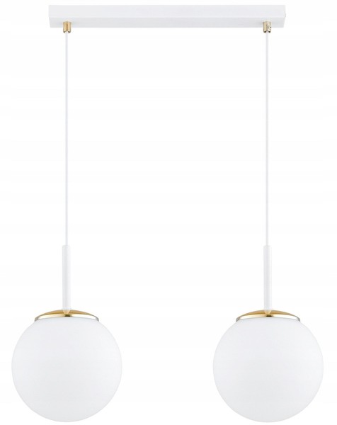 HäNgelampe Wohnzimmer 2-Flammig Glas Weiß E27 L:40 Cm Pendelleuchte Esszimmer-image
