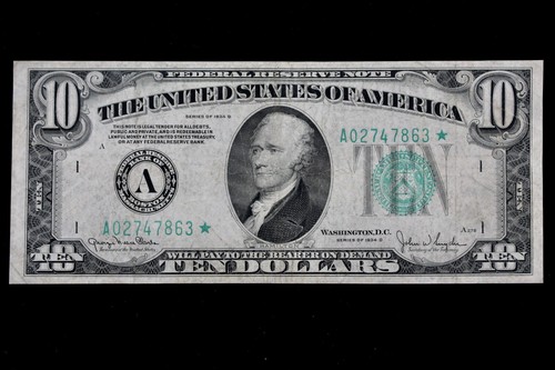 $10 1934D Star Federal Reserve Note A02747863* series D, Boston, ten dollar - Picture 2 of 3
