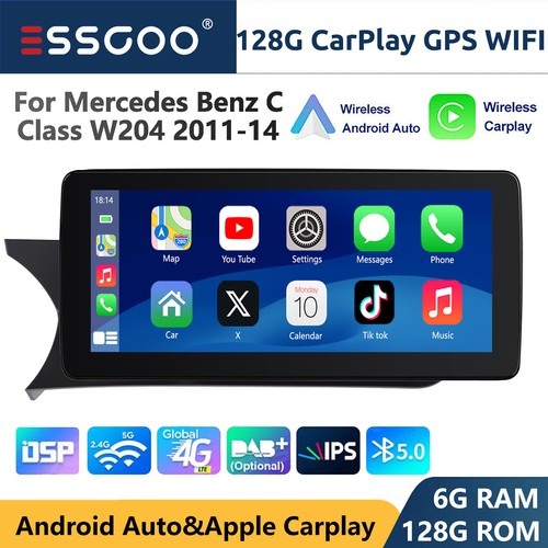 For Mercedes Benz C W204 11-14 128G Android13 Apple Carplay GPS Car Stereo Radio