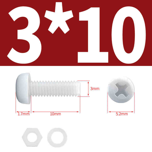 White Nylon Phillips Pan Head Machine Screws With Washer Round Head Bolts Set - Picture 24 of 71
