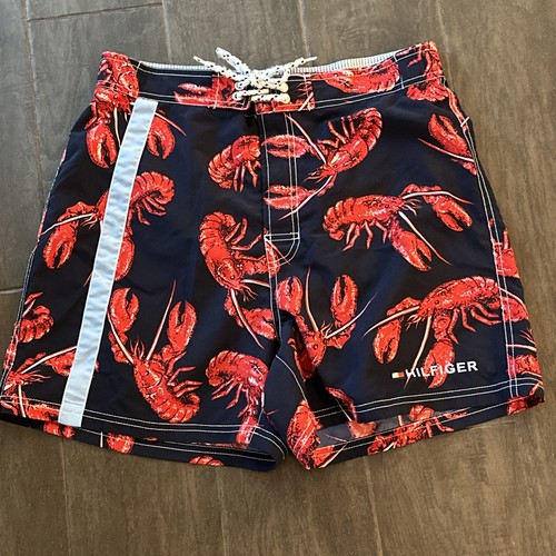 Tommy Hilfiger Hombre Azul Rojo Langosta Bañador Corto Mediano - Imagen 1 de 8